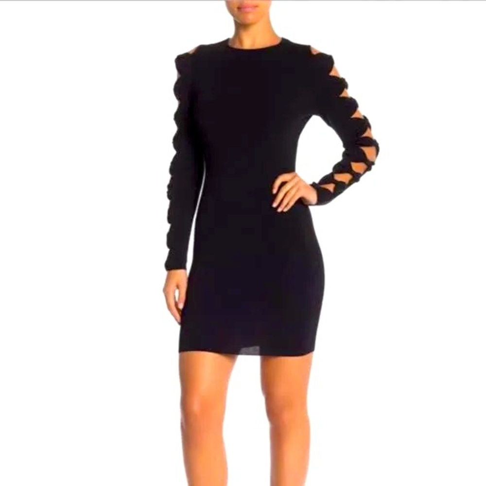 Ted Baker London Black Knitted Bow Sleeve Dress, Ted’s Dress Size 5. US size 12